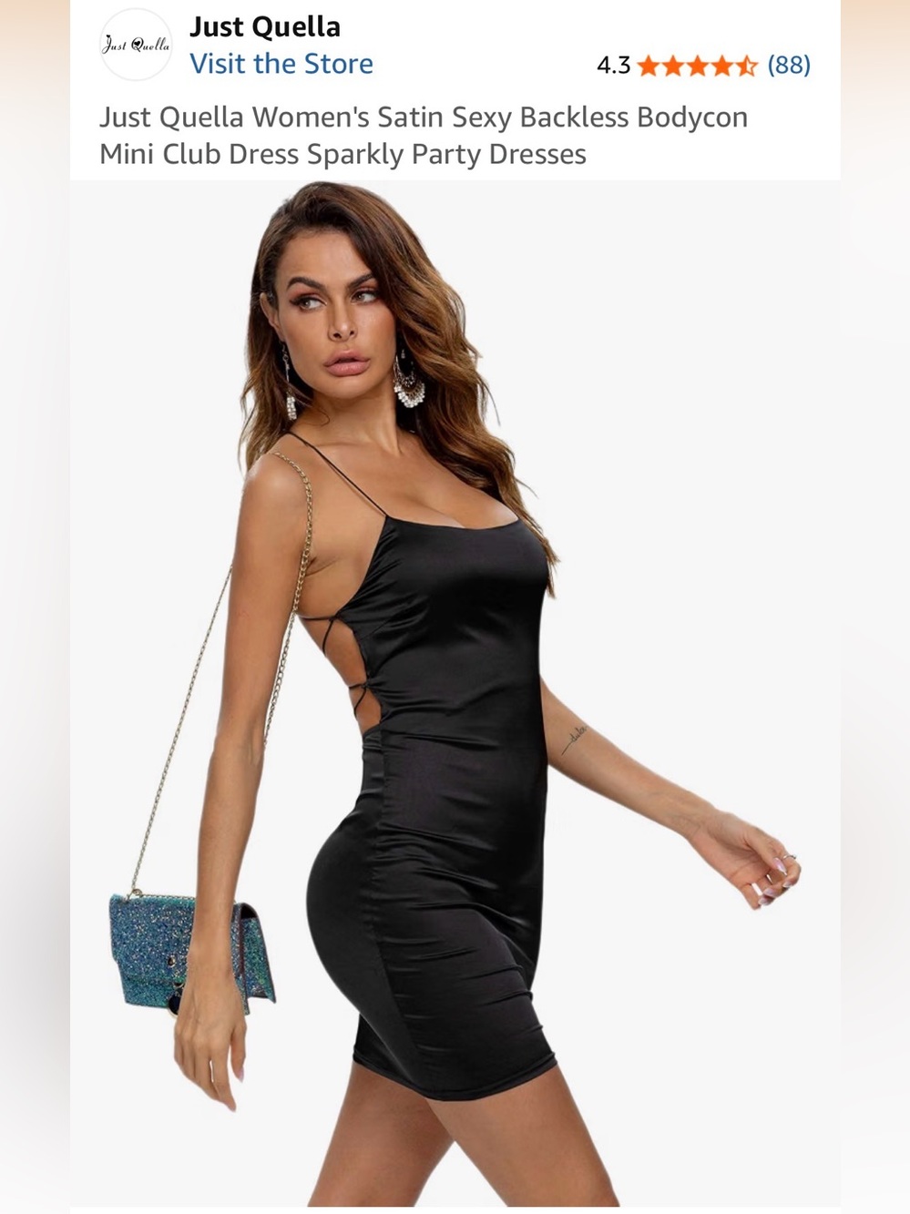 Black Satin Bodycon Mini Dress